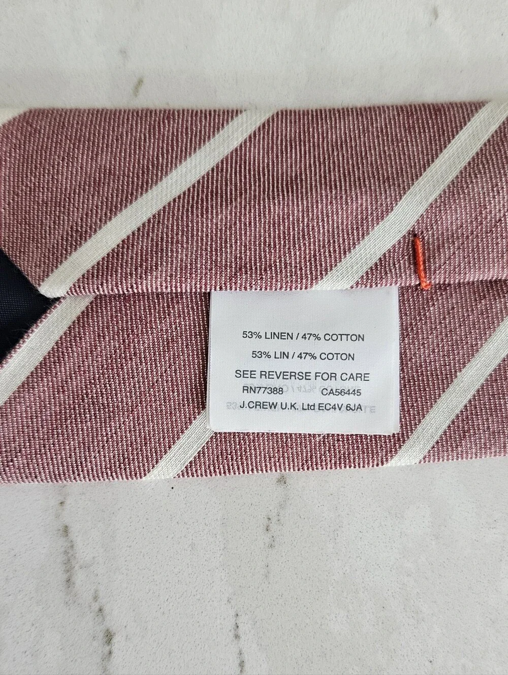 J. Crew Red Tie with White Diagonal Stripes